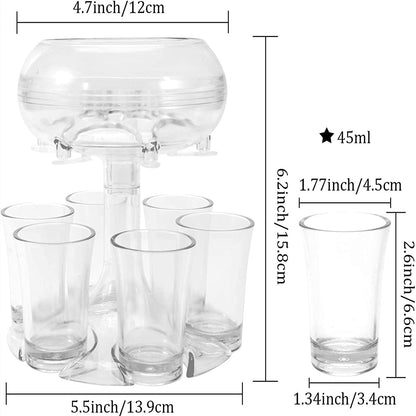 6 Shot Glass Holder and Dispenser Set - Home Essentials Store Retail