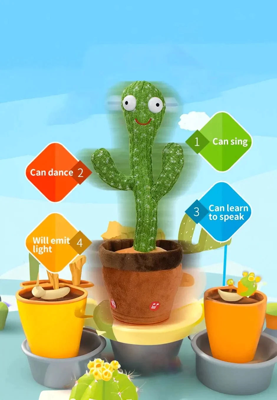 Intelligent Plush Cactus Interactive Learning and Musical Toy for Kids